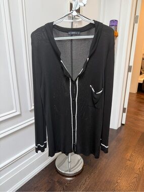Zara Black Button-Down Shirt with White Trim
